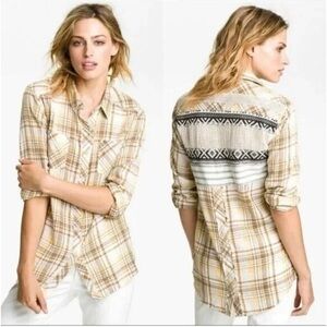 We The Free Park Ranger Plaid Mixed Print Fair Isle Trim